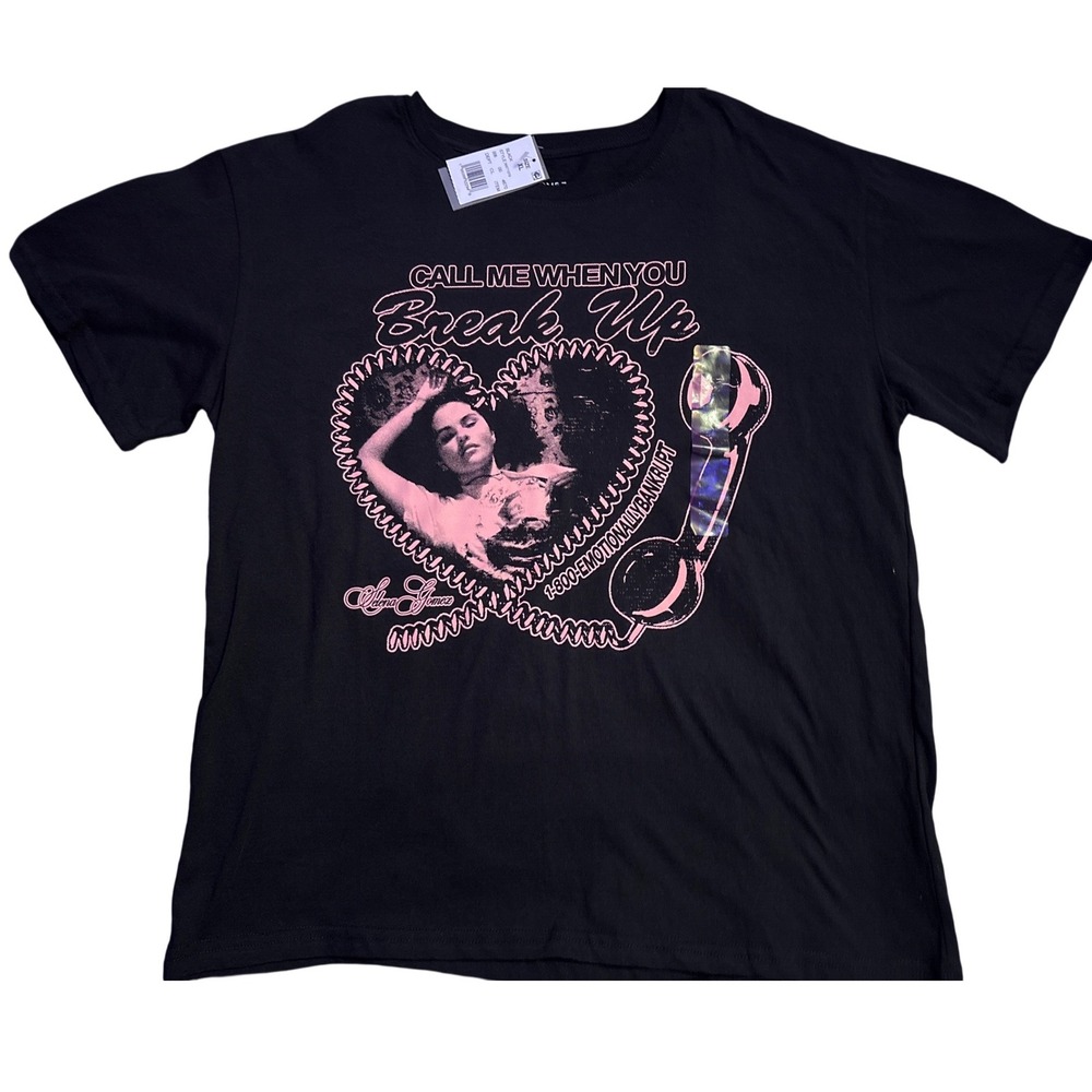 NEW Selena Gomez Call Me When You Break Up Graphic Concert Music Tee Black XL